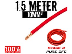 10mm² OFC Strømkabel, Rød, 1.5 mtr