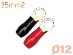 Ringkabelsko 35mm², 2 stk, Rød/Sort - M12