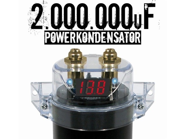 CARSound - 2 Farad PowerKondensator m. digital voltmeter