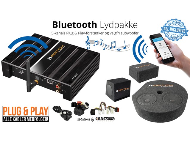 Tilgængelig Miniature gentage CARSound - Bluetooth-lydpakke Plug & Play-system m. subwoofer